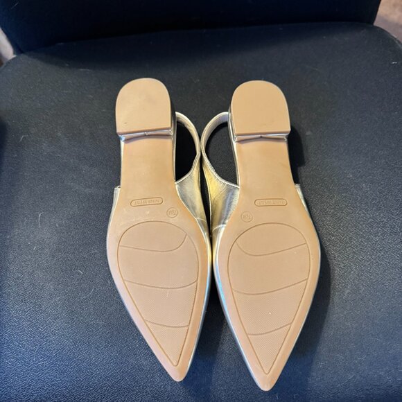 Women's Nine West Gold metallic pointy toe flat slingbacks size 7.5. NWT. - Picture 5 of 7